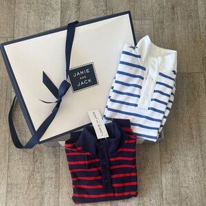 Janie and Jack Blue and Red Striped Polo Set